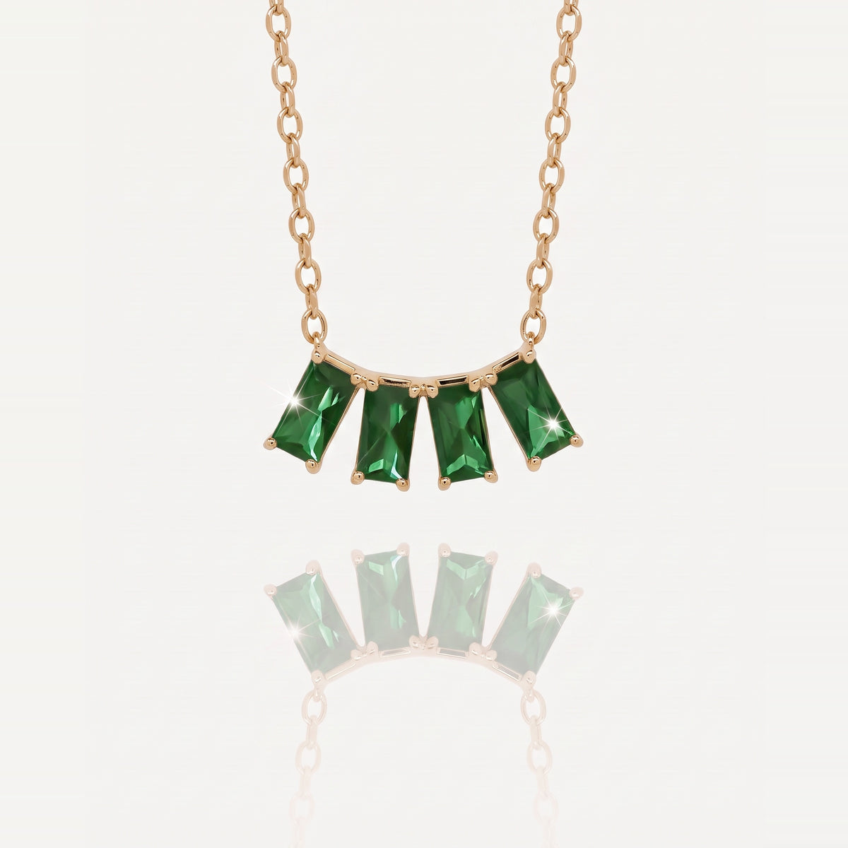 Quatro Diamands Baguette Chain Green
