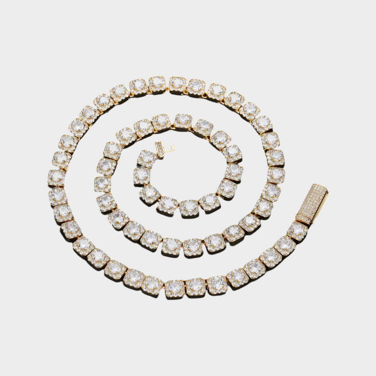 Clustered Tennis Chain Gold