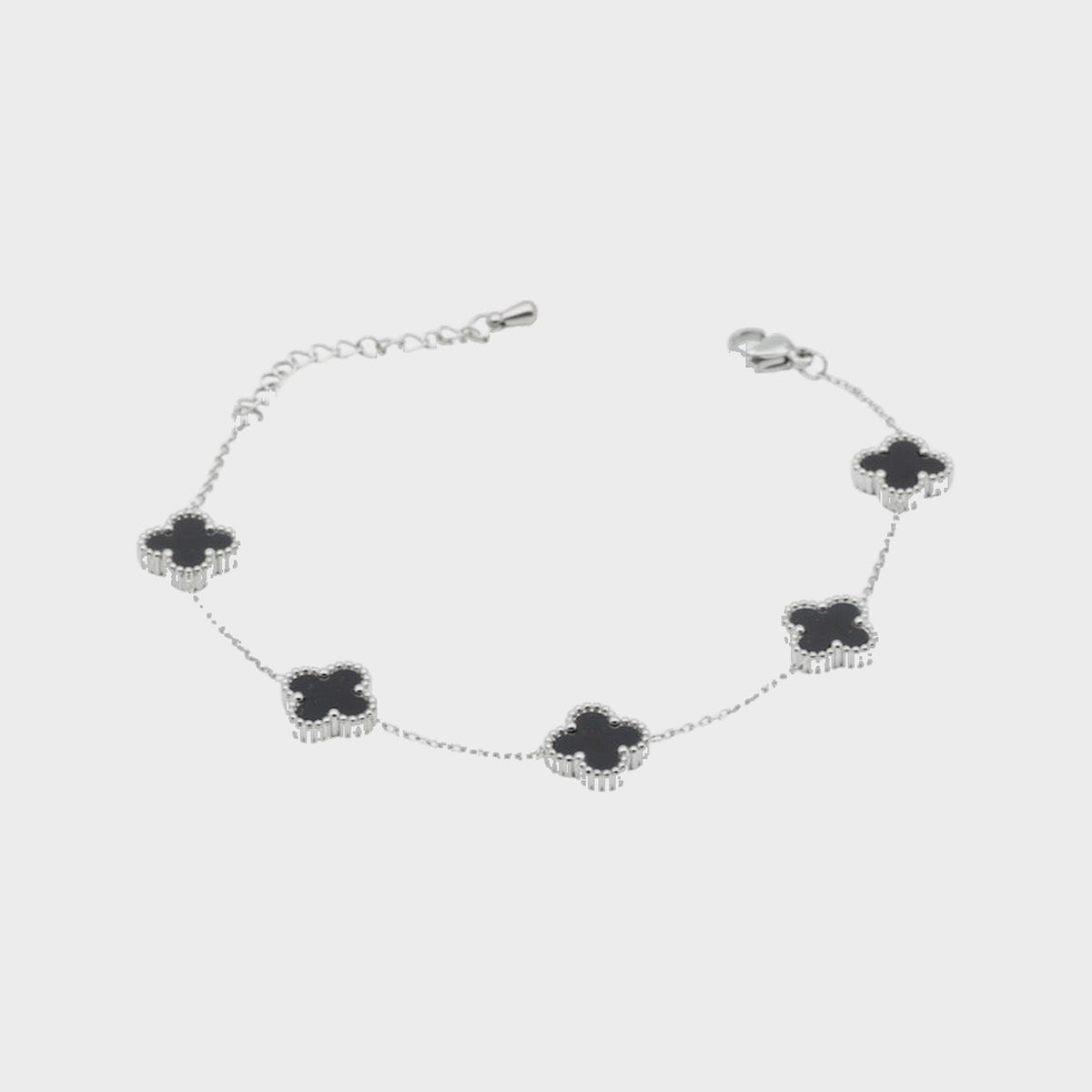 Leaf Clover Bracelet Black/Silver