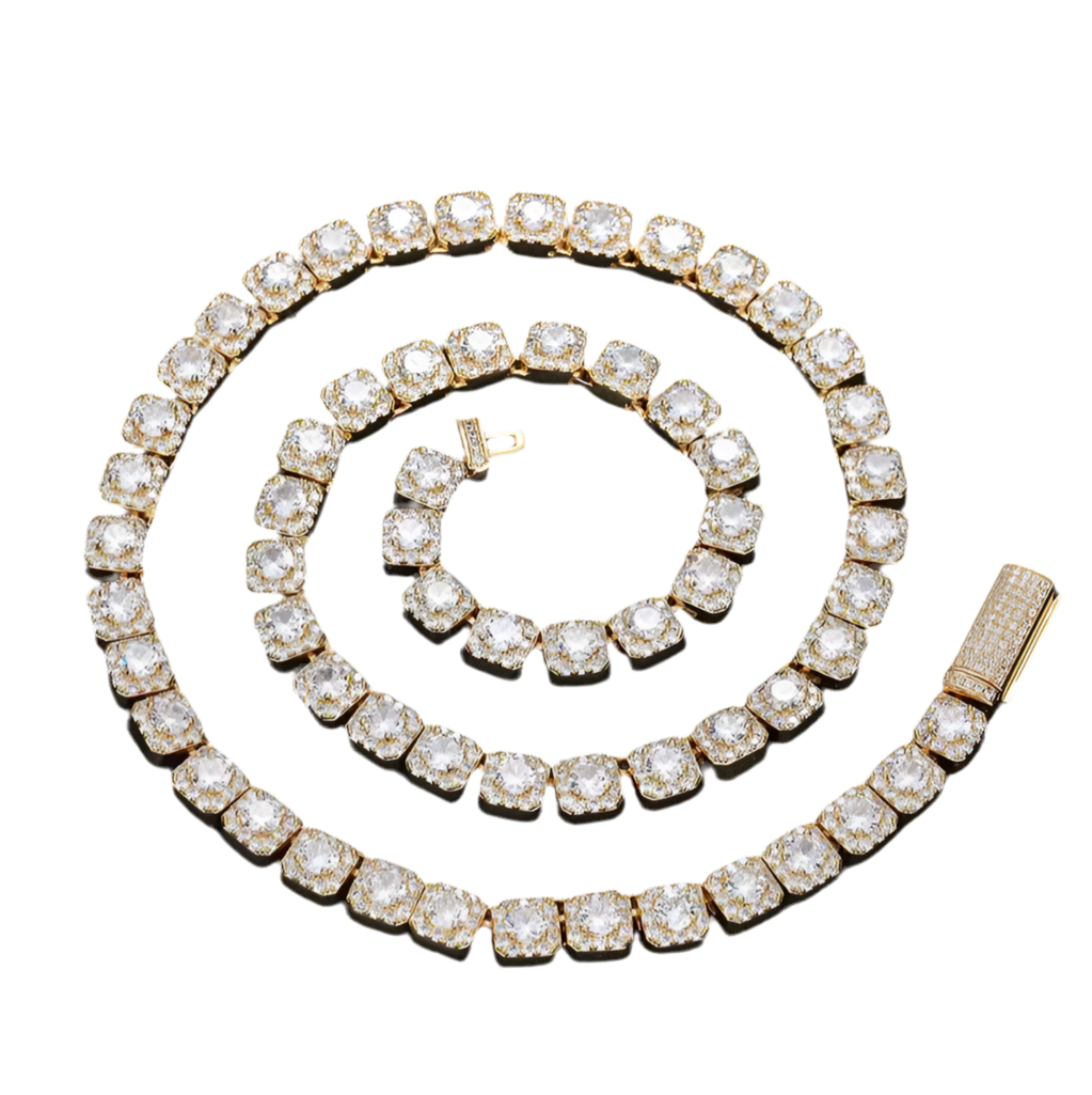 Clustered Tennis Chain Gold