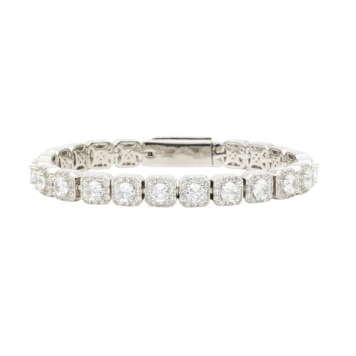 Clustered Tennis Bracelet Silver
