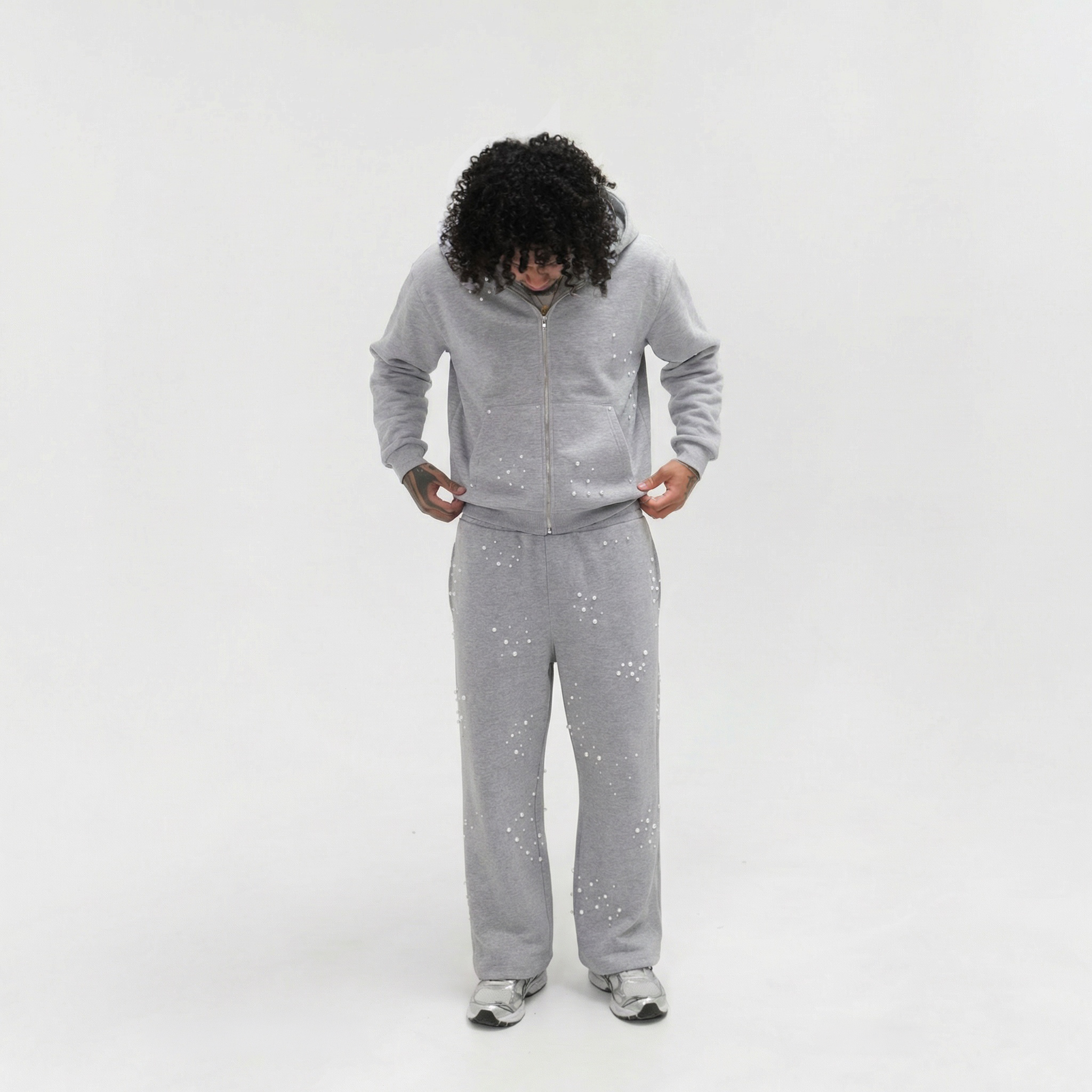 Pearl Zipper Grey