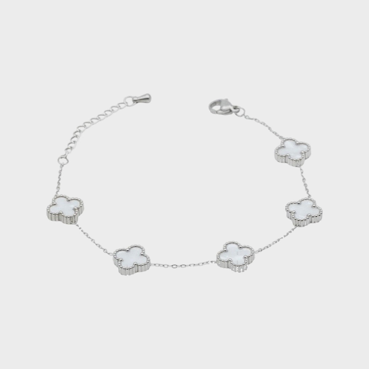 Leaf Clover Bracelet White/Silver